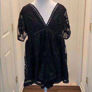 Deep V plunge lace romper
